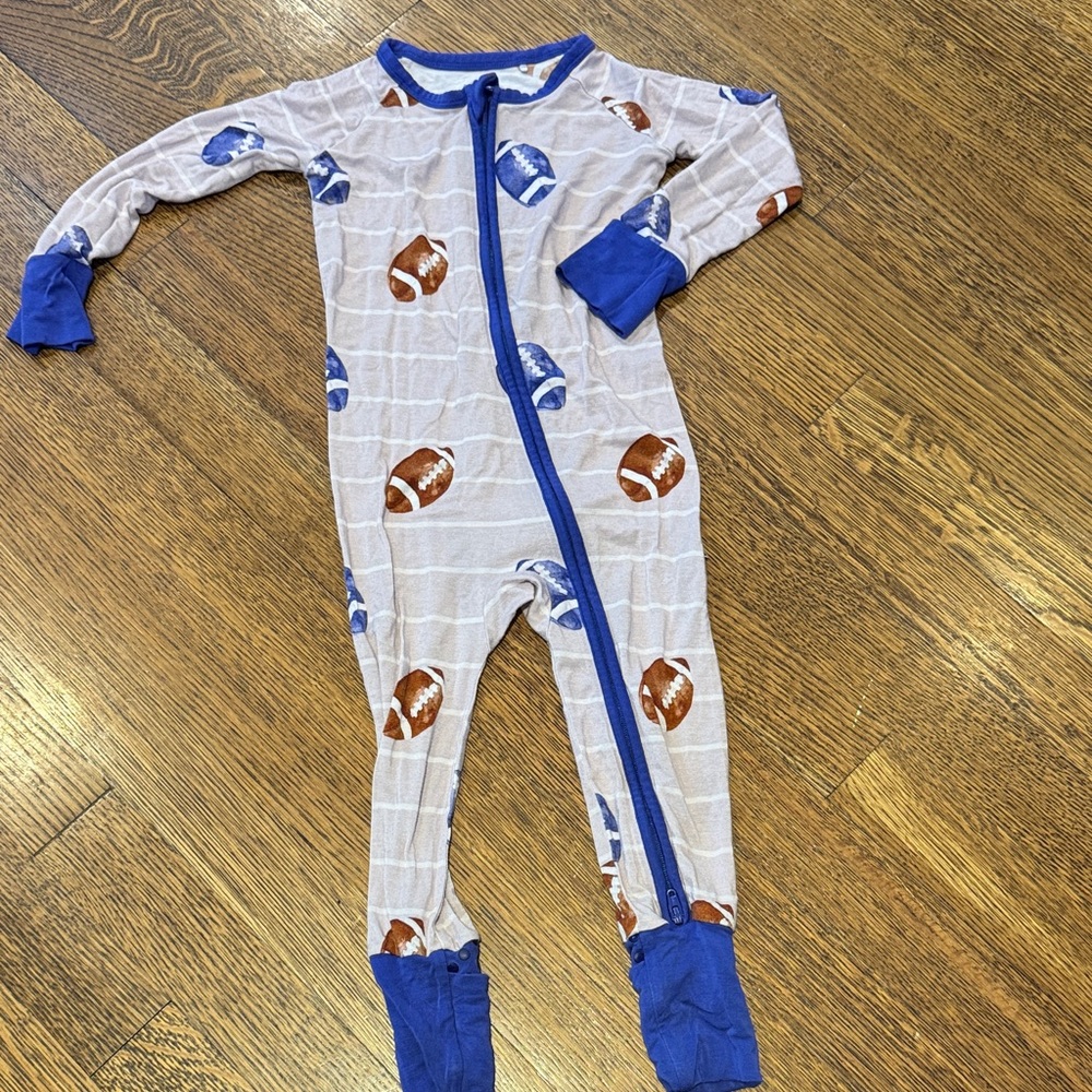 Blue and Brown Football Print Kids One Piece